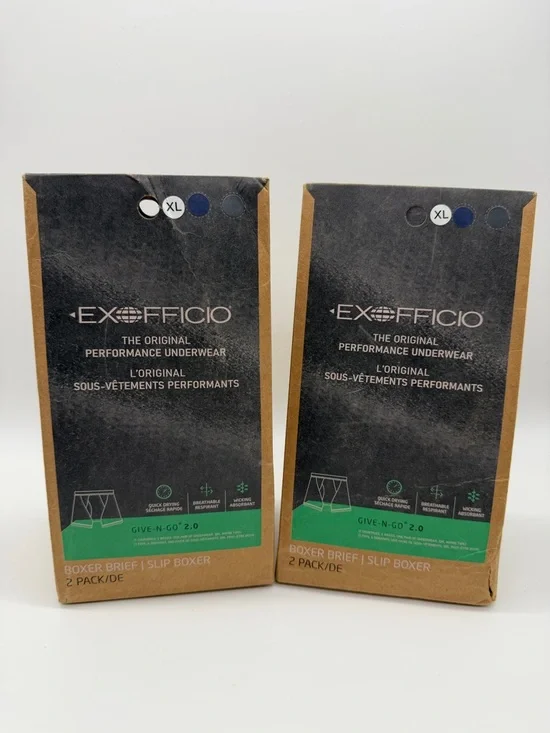 (2) Exofficio Men's Original Performance Boxer Briefs Duo Give n Go 2.0 4 Pair - Picture 1 of 8